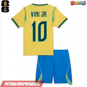 Lacne Dětský Futbalové dres Brazília Vinicius Junior #10 MS 2026 Krátky Rukáv - Domáci (+ trenírky)